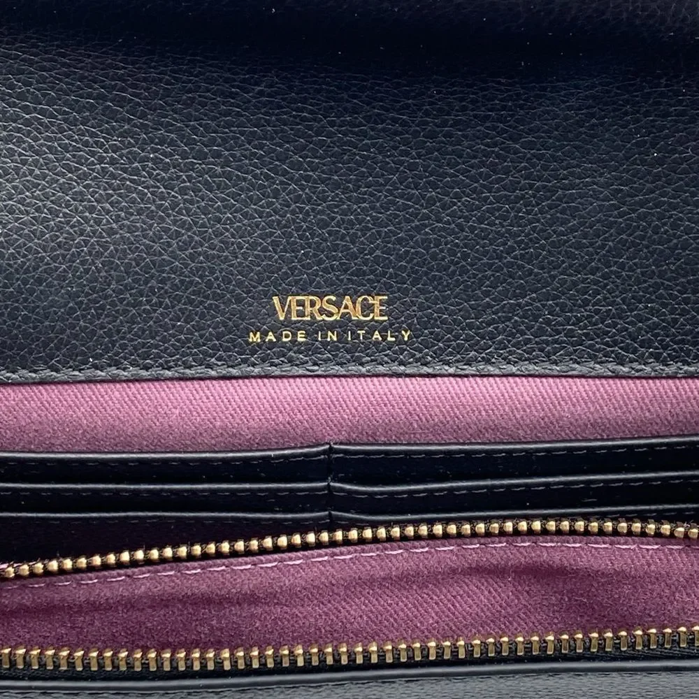 Versace La Medusa Tonal Leather Wallet Crossbody Bag
